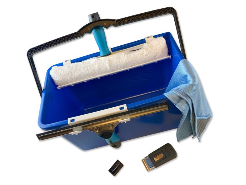 Kit laveur de vitres hyper pro | Avec seau mouilleur raclette grattoir chiffon – Image 2