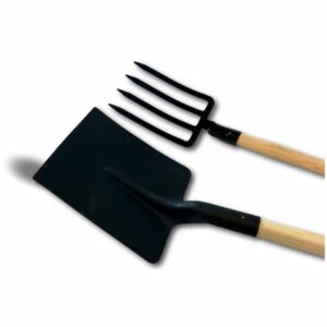 Alternative view of Kit fourche à bêche 4 dents larges + pelle carrée | Manche bois | Tête acier