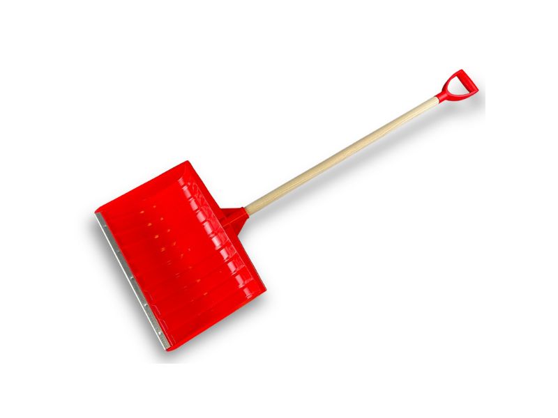 Pelle à neige poussoir renforcé avec manche bois | Rouge | 53 cm