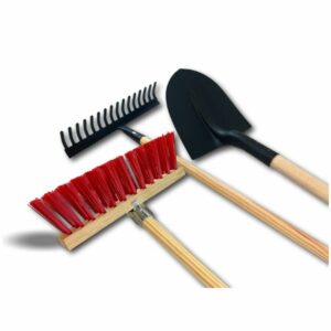Lot rateau + pelle ronde + balai de cantonnier PVC 32 cm | Manche en bois - Quantité x 1