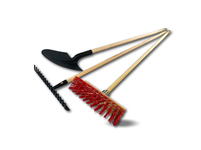 Lot rateau + pelle ronde + balai de cantonnier PVC 32 cm | Manche en bois – Image 2