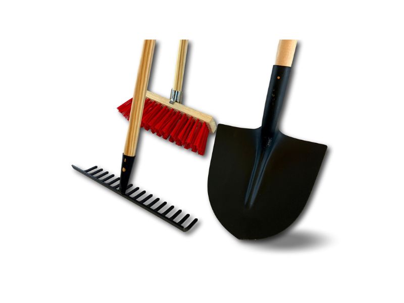 Lot rateau + pelle ronde + balai de cantonnier PVC 32 cm | Manche en bois – Image 3