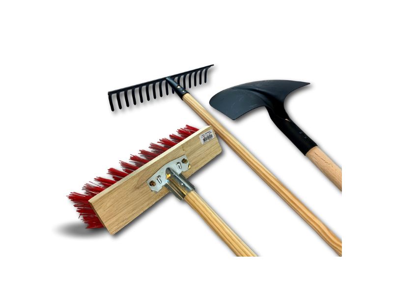 Lot rateau + pelle ronde + balai de cantonnier PVC 32 cm | Manche en bois – Image 4