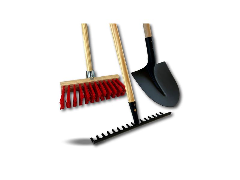 Lot rateau + pelle ronde + balai de cantonnier PVC 32 cm | Manche en bois – Image 5