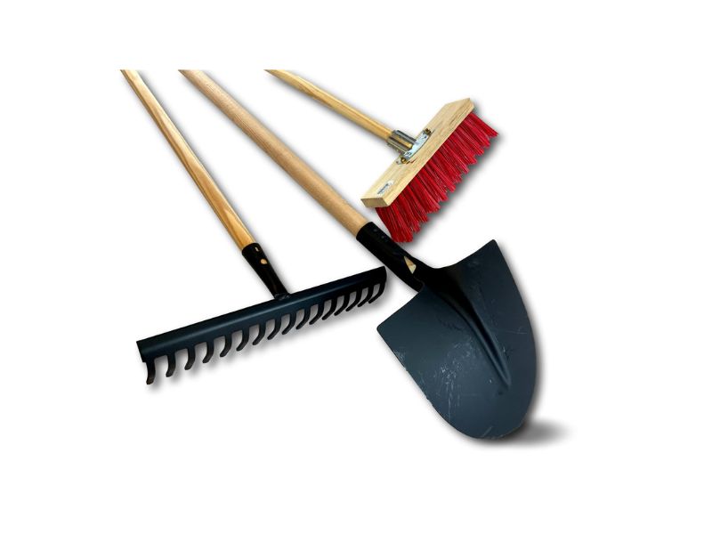 Lot rateau + pelle ronde + balai de cantonnier PVC 32 cm | Manche en bois – Image 6