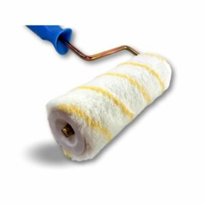 Alternative view of Rouleau peinture anti-goutte polyamide rayé jaune | Ø alésage 8 mm