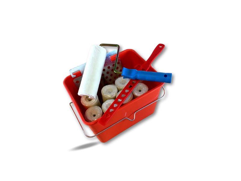 Kit peinture | 9 rouleaux mousse Ø 80*180 mm | Monture Seau Mélangeur Grille – Image 2