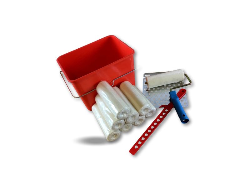 Kit peinture | 9 rouleaux mousse Ø 80*180 mm | Monture Seau Mélangeur Grille – Image 3