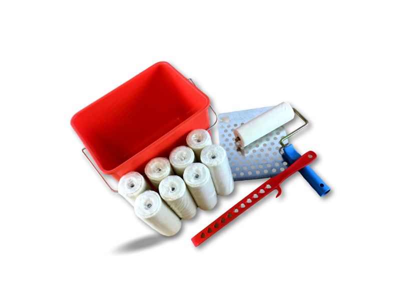 Kit peinture | 9 rouleaux mousse Ø 80*180 mm | Monture Seau Mélangeur Grille – Image 4