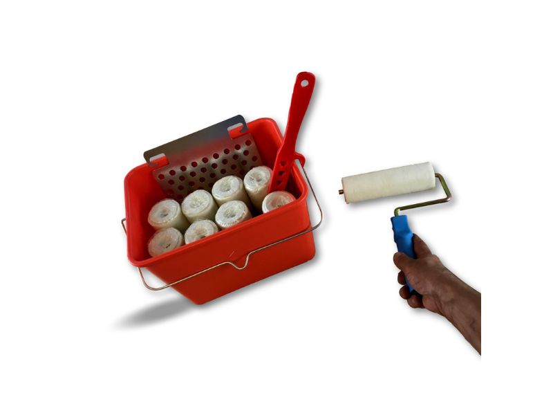 Kit peinture | 9 rouleaux mousse Ø 80*180 mm | Monture Seau Mélangeur Grille – Image 5