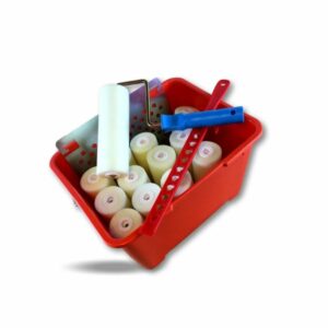 Kit peinture | 13 rouleaux mousse Ø 80*180 mm | Monture Seau Mélangeur Grille