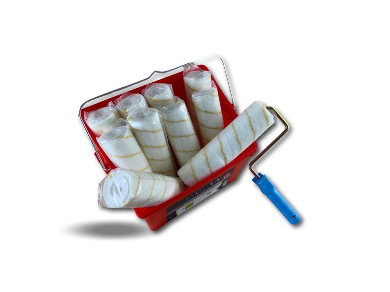 Pack peinture Anti gouttes | 10 manchons 250 mm à vis | 1 monture | Seau