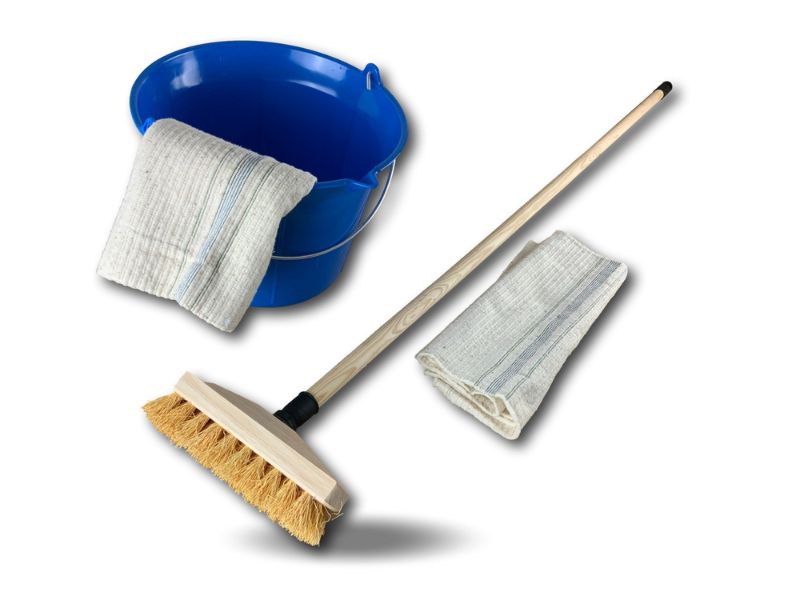 Pack à récurer chiendent | 2 serpillières | Seau | Manche bois | Lave pont – Image 2