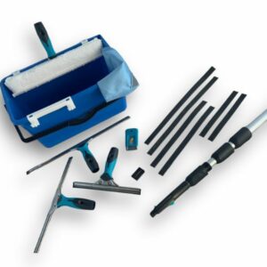 Kit laveur de vitres hyper pro | Avec perche seau mouilleur raclette grattoir chiffon