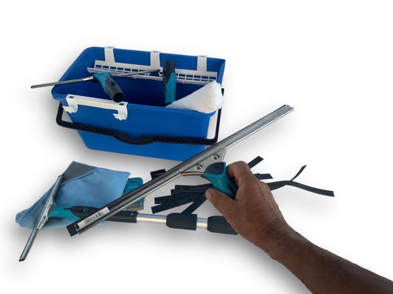 Kit laveur de vitres hyper pro | Avec perche seau mouilleur raclette grattoir chiffon – Image 5