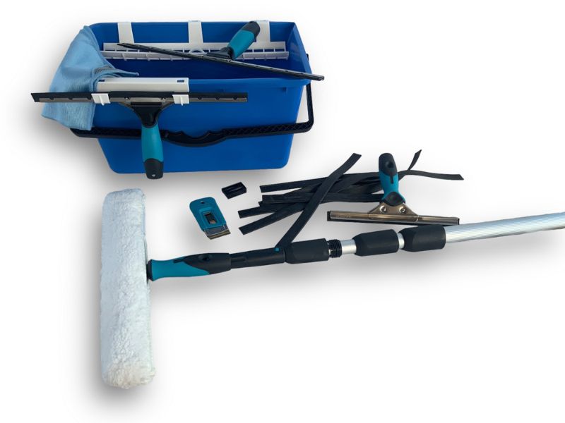 Kit laveur de vitres hyper pro | Avec perche seau mouilleur raclette grattoir chiffon – Image 7