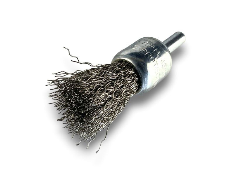 Brosse en bout sur tige | Forme pinceau | Fil INOX dur | Diamètres variés – Image 3