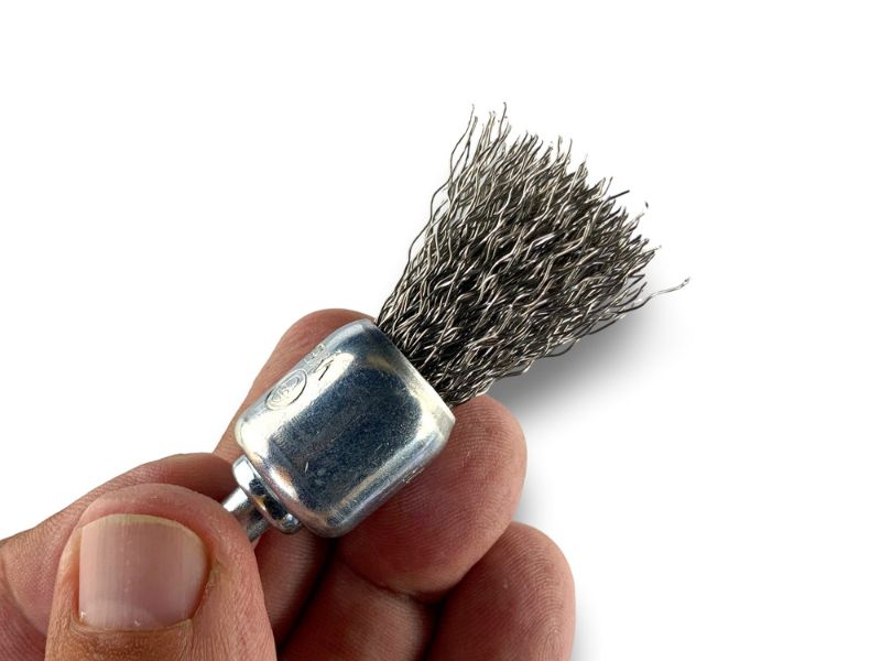 Brosse en bout sur tige | Forme pinceau | Fil INOX dur | Diamètres variés – Image 4