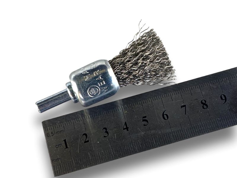 Brosse en bout sur tige | Forme pinceau | Fil INOX dur | Diamètres variés – Image 6