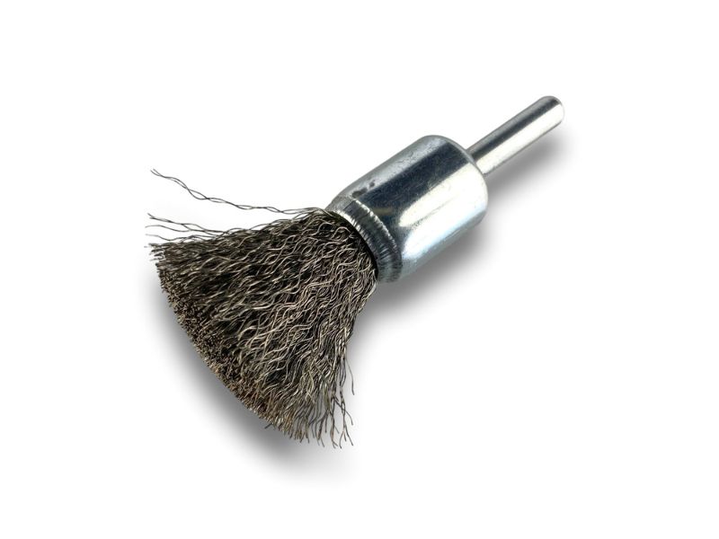Brosse en bout sur tige | Forme pinceau | Fil INOX souple | Diamètres variés