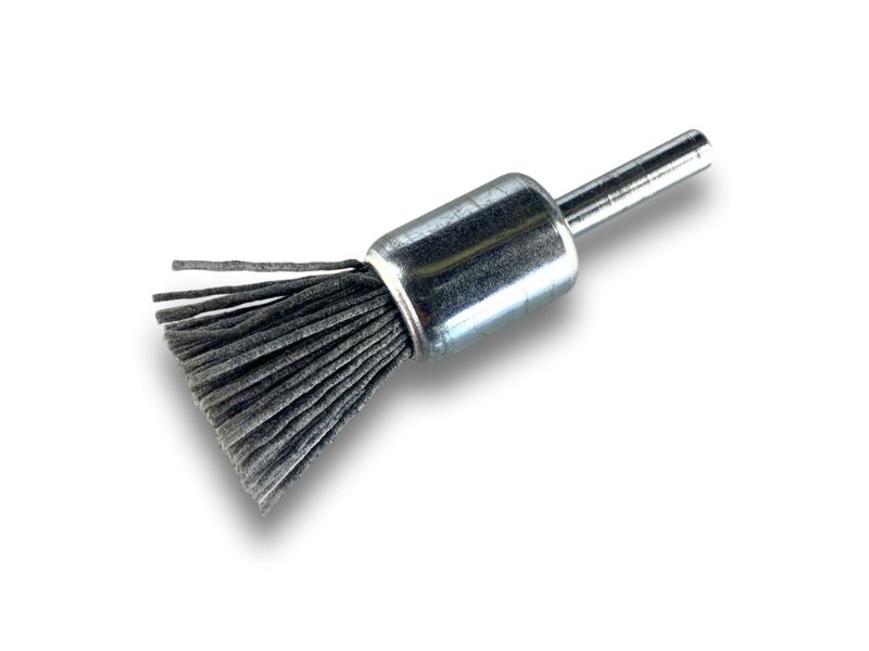 Brosse en bout sur tige | NYLON abrasif grain 120 | Diamètres variés