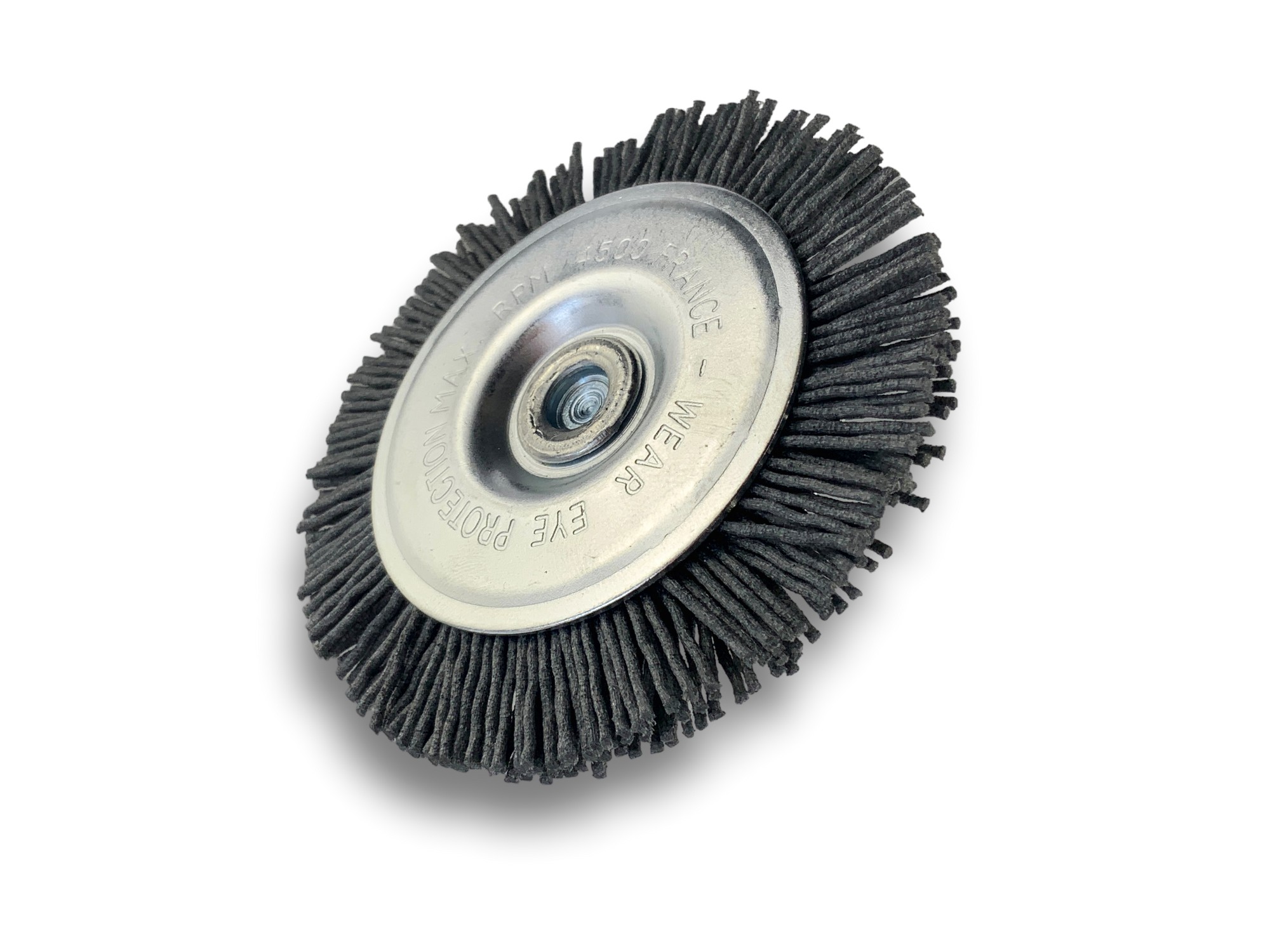 Brosse rotative circulaire | Sur tige Ø 6 mm | Brins nylon abrasif grain 80