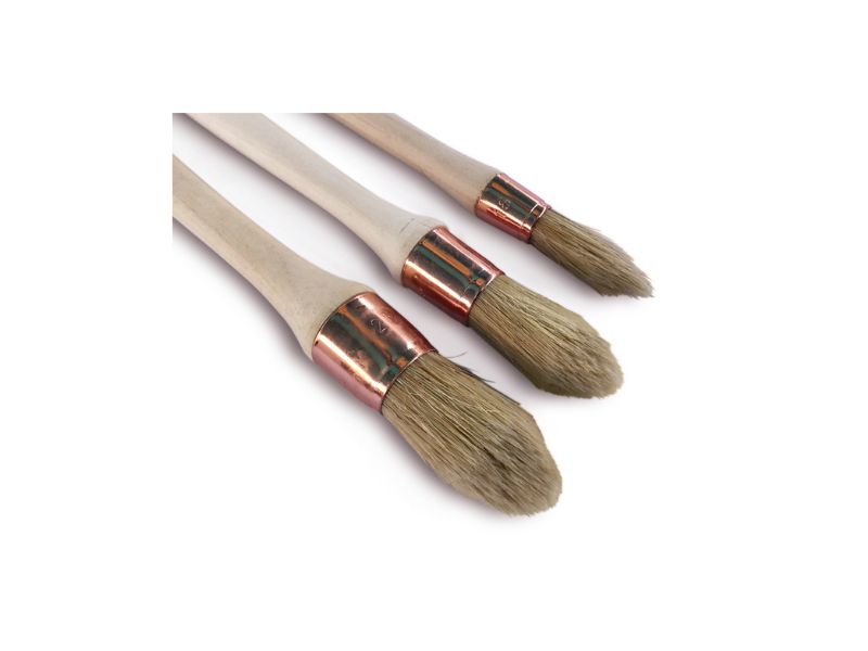 Lot Pinceaux de pouce à rechampir | Brosse ronde soie blanche