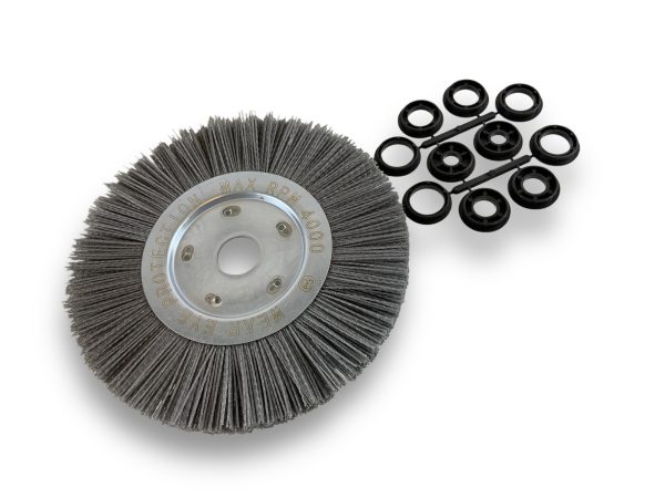 Brosse Circulaire touret Nylon | Abrasif grain 80 | Ø 250 mm | 1 à 3 rangs Brosses rotatives avec alésage