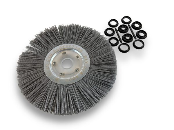 Brosse Circulaire touret Nylon | Abrasif grain 80 | Ø 300 mm | 1 à 3 rangs Brosses rotatives avec alésage