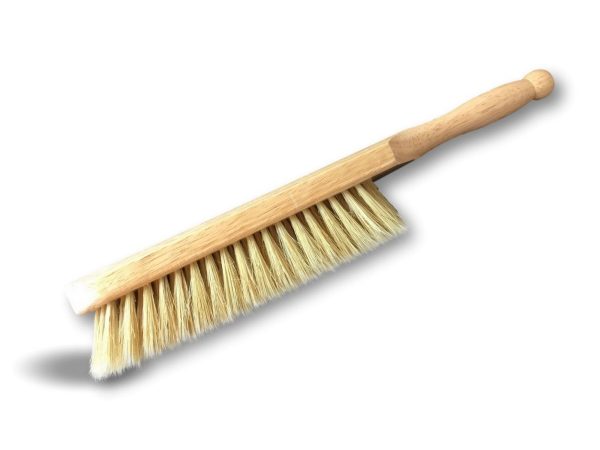 Brosse balayette boulangère 14/6 type hollandaise | Bois blanc verni | Soie blanche sortie 40 mm