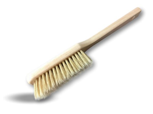 Brosse balayette boulangère Cote à dorer | Bois brut | Soie blanche sortie 40 mm