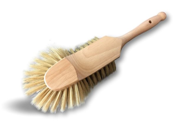 Brosse balayette boulangère 1/2 tête | Bois blanc verni | Soie blanche sortie 40 mm