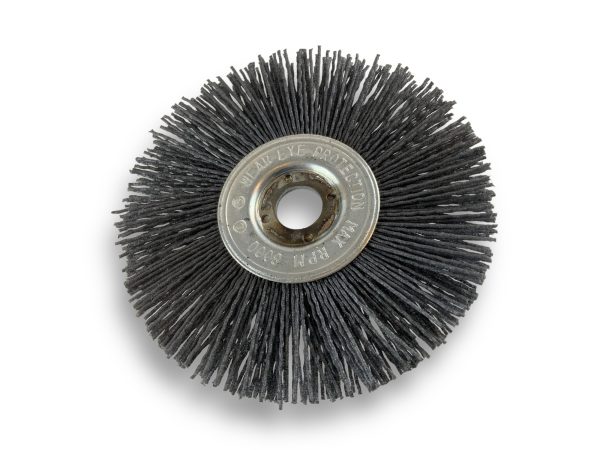 Brosse Circulaire touret Nylon | Abrasif grain 120 | Ø 125 mm | 1 à 3 rangs Brosses rotatives avec alésage