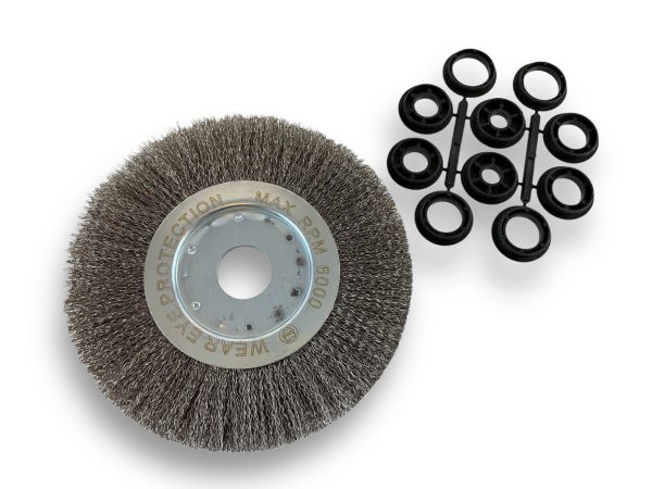 Brosse Circulaire touret INOX Souple | Ø 200 mm | 1 à 3 rangs Brosses rotatives avec alésage