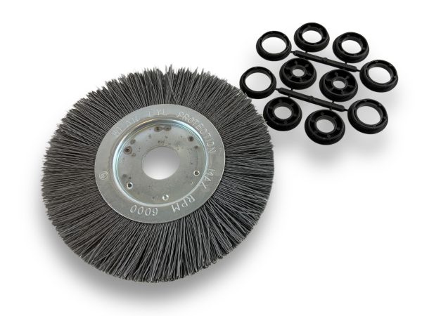 Brosse Circulaire touret Nylon | Abrasif grain 240 | Ø 200 mm | 1 à 3 rangs Brosses rotatives avec alésage