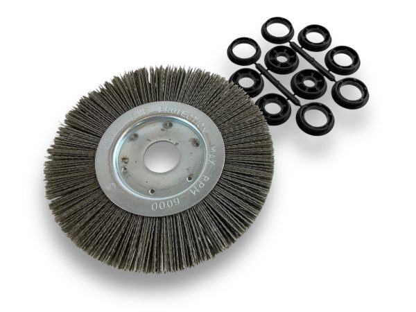 Brosse Circulaire touret Nylon | Abrasif grain 80 | Ø 200 mm | 1 à 3 rangs Brosses rotatives avec alésage