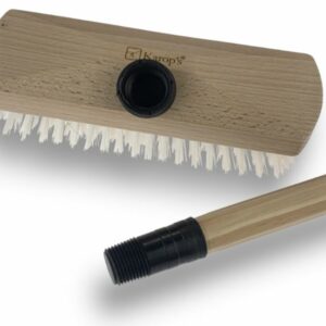 Balai brosse lave-pont Nylon blanc  | Sortie 30 mm | Haute qualité KAROP'S - Avec manche, Quantité x1