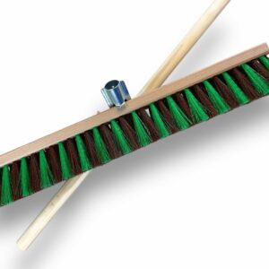 Balais de jardinage 60 cm en Fibre synthétique zébrée marron et verte - Quantité x1, Avec manche