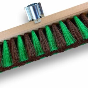 Balais de jardinage cantonniers 32 cm en Fibre synthétique zébrée marron et verte - Quantité x1, Sans manche