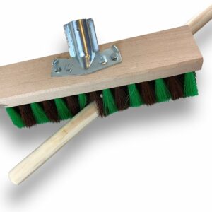 Balais de jardinage cantonniers 32 cm en Fibre synthétique zébrée marron et verte - Quantité x1, Avec manche