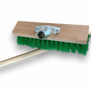 Balai de jardinage cantonnier 32 cm en fibre synthétique verte ondulé - Quantité x1, Avec manche